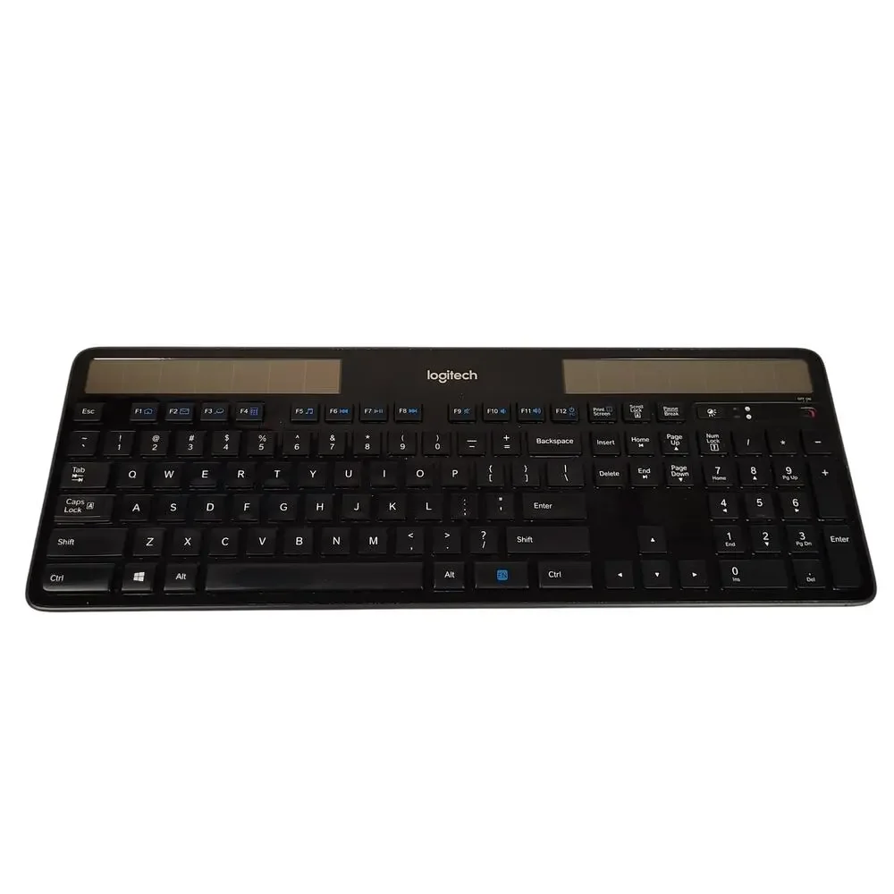 Logitech K750 Solar Wireless Keyboard Black Slim Full Size No Dongle Tested